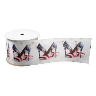 Lazo De Raso Zapatos de tacón alto con bandera americana sobre