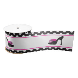 Lazo De Raso Zapatos de tacones negros con puntos de polka negr