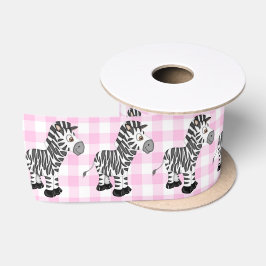 Lazo De Raso Zebras En Pink Gingham