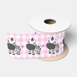 Lazo De Raso Zebras En Pink Gingham