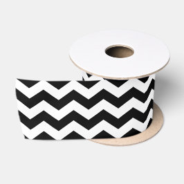 Lazo De Raso Zigzag Chevron Blanco Y Negro