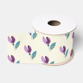 Lazo De Tela Gruesa Acuarela pintada a mano floral verde morado
