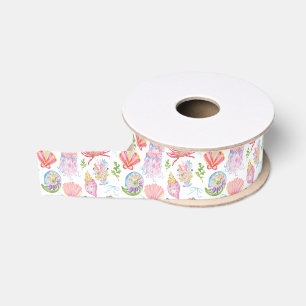 Lazo De Tela Gruesa Acuarela Preppy Costero Alegre y Brillante
