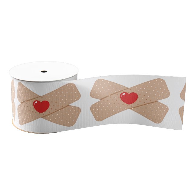 Lazo De Tela Gruesa Adhesive Bandages With Red Hearts (Carrete)
