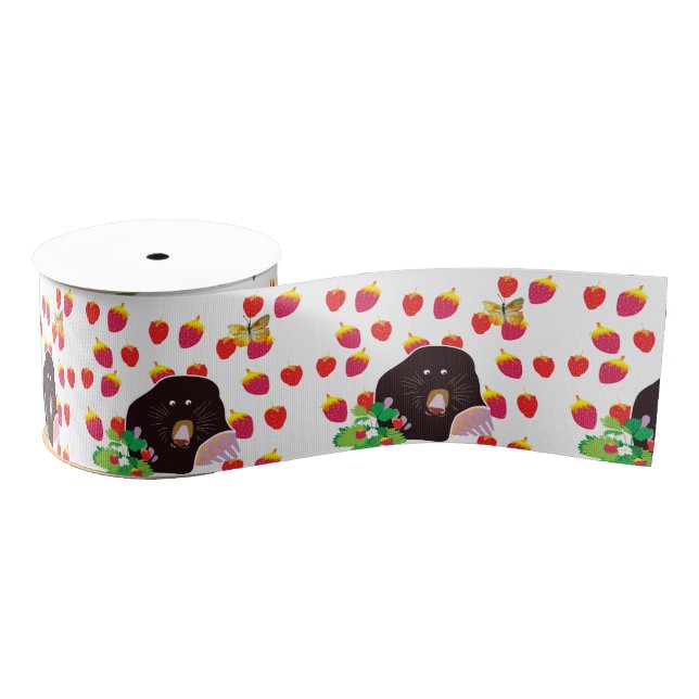 Lazo De Tela Gruesa Agujero, fresas, mariposa (Carrete)