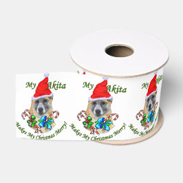 Lazo De Tela Gruesa Akita Navidades Merry