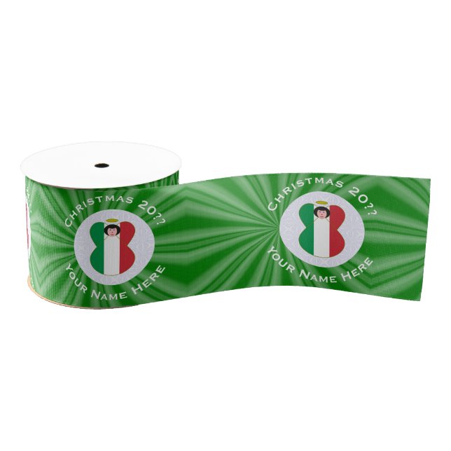 Lazo De Tela Gruesa Angel Personalize (Angel), Navidades de la bandera (Carrete)