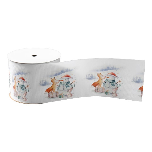 Lazo De Tela Gruesa Apreciables Navidades Snowman y Fox (Carrete)