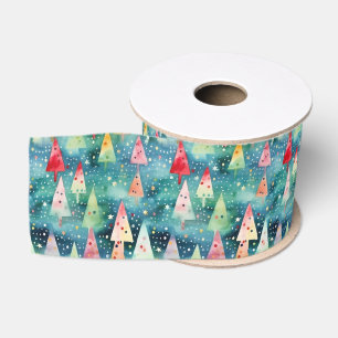 Lazo De Tela Gruesa Árbol de Navidad Arcoíris Festivo Colorido Acuarel