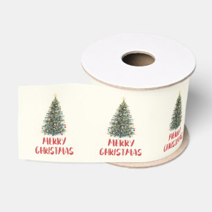Lazo De Tela Gruesa Árbol de Navidad de acuarela rústica Navidades