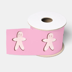 Lazo De Tela Gruesa árbol de Navidad de pan de jengibre rosa