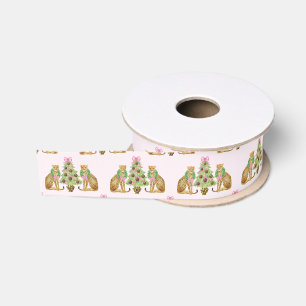 Lazo De Tela Gruesa Árbol de Navidad Leopardo Preppy Acuarela