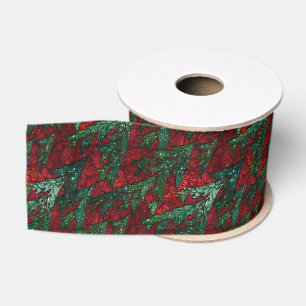 Lazo De Tela Gruesa Árbol de Navidad Rojo Rubí y Verde Esmeralda