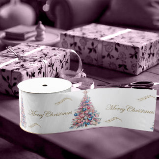 Lazo De Tela Gruesa Árboles de Navidad rosados pastel Navidad