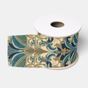 Lazo De Tela Gruesa Arte Antiguo Nouveau Deco Majolica Floral Artesano