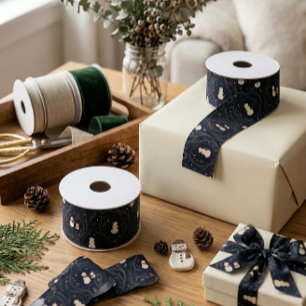 Lazo De Tela Gruesa Arte Popular Nórdico Navideño Muñecos de Nieve Azu