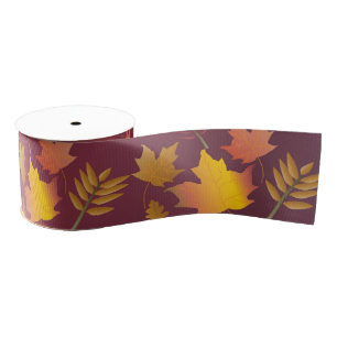 Lazo De Tela Gruesa Autumn Leaves Pattern Ribbon