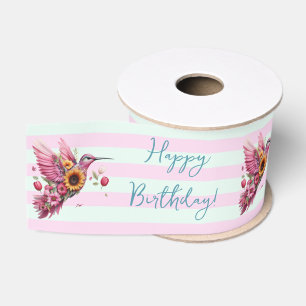 Lazo De Tela Gruesa Ave zumbido volando Feliz cumpleaños