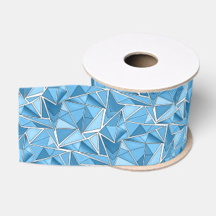 Lazo De Tela Gruesa Azul cielo y formas geométricas azules patrón mode