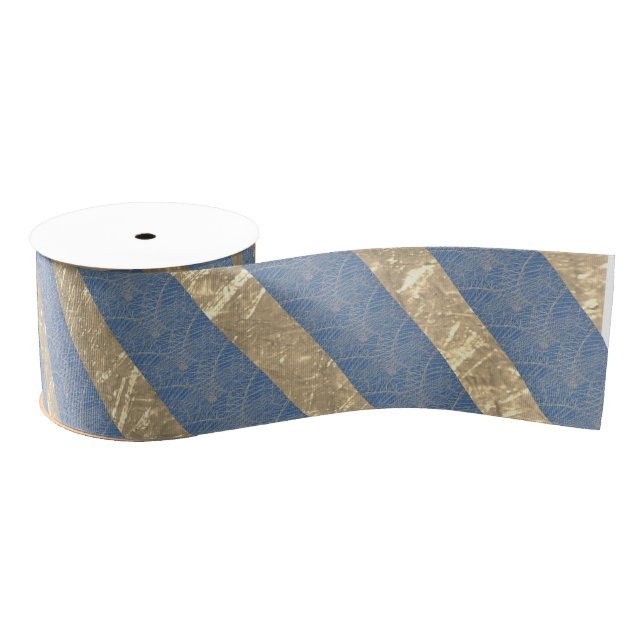 Lazo De Tela Gruesa Azul y oro (Carrete)