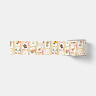 Lazo De Tela Gruesa Azulejos de Mahjong de Acción de Gracias con Acuar
