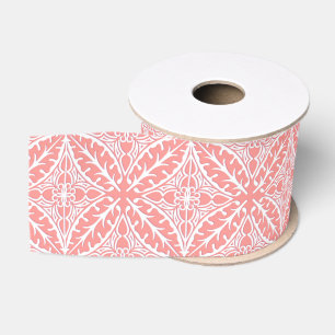 Lazo De Tela Gruesa Azulejos marroquíes - rosa coral y blanco
