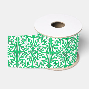 Lazo De Tela Gruesa Baldosa marroquí - verde jade y blanco