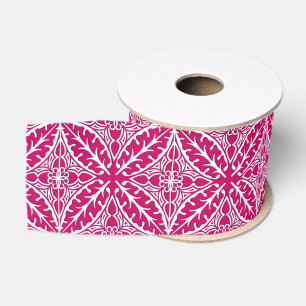 Lazo De Tela Gruesa Baldosas marroquíes - magenta y blanco