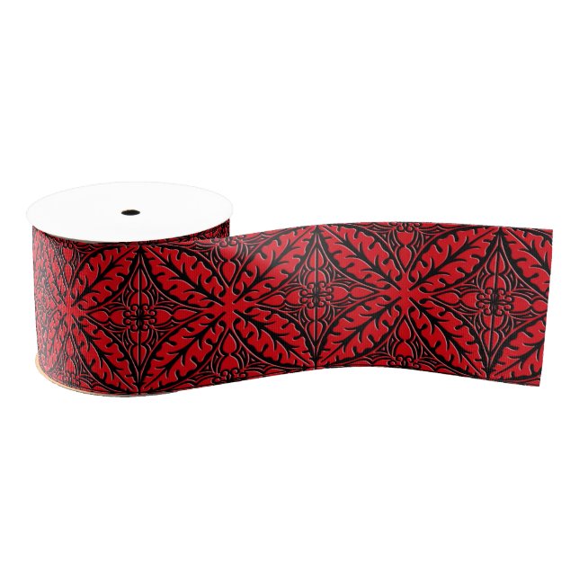 Lazo De Tela Gruesa Baldosas marroquíes - rojo oscuro y negro (Carrete)