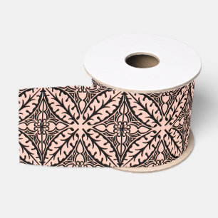 Lazo De Tela Gruesa Baldosas marroquíes - rosa melocotón y negro