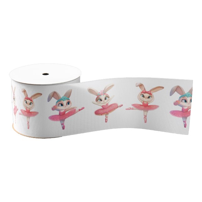 Lazo De Tela Gruesa Ballerina Bunnies In Pink Tutus (Carrete)