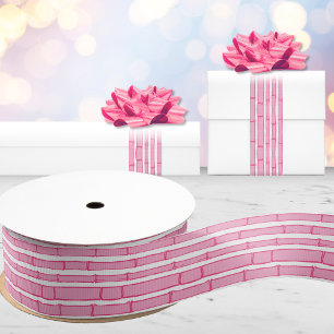 Lazo De Tela Gruesa Bambooey Raya de Bambú en Rosa