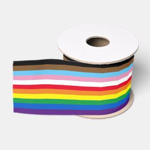 Lazo De Tela Gruesa Bandera arcoíris LGBTQ de 11 franjas inclusiva ban