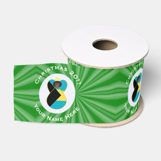 Lazo De Tela Gruesa Bandera bahameña Navidades Angel negro personaliza