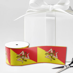 Lazo De Tela Gruesa Bandera de Sicilia Trinacria Amarillo y Rojo
