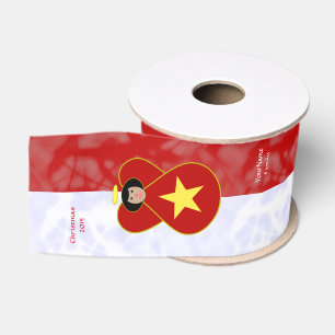 Lazo De Tela Gruesa Bandera vietnamita personalizada de ángel rojo y b