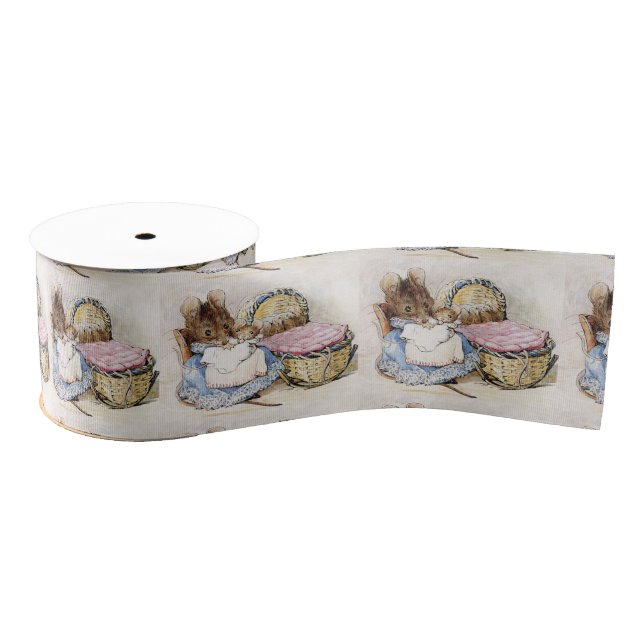 Lazo De Tela Gruesa Beatrix Potter, ratón mami, bebés, Personalizado (Carrete)