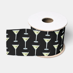 Lazo De Tela Gruesa Bebidas Martini Sobre Negro