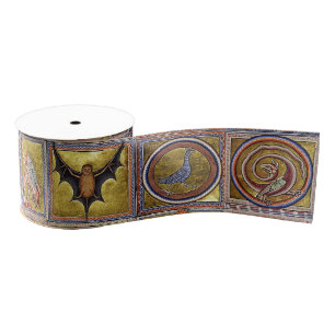 LAZO DE TELA GRUESA BESTIARIO MEDIEVAL, ANIMALES FANTÁSTICOS,ROJO AZUL