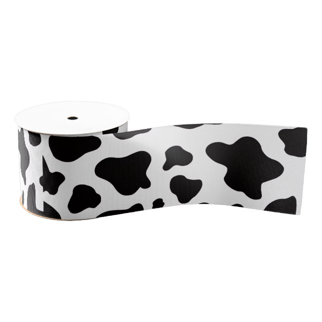 Lazo De Tela Gruesa Black and white Faux Cowhide  (Carrete)