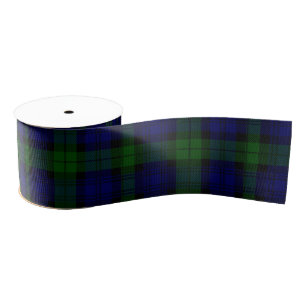Lazo De Tela Gruesa Black Watch Tartan Blue Green Plage