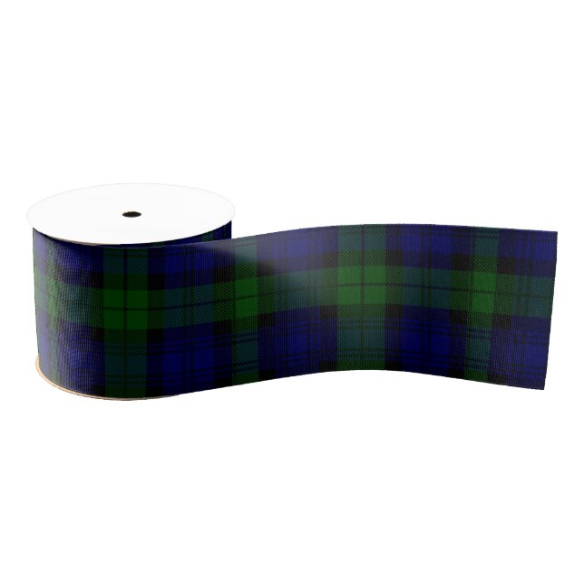 Lazo De Tela Gruesa Black Watch Tartan Blue Green Plage (Carrete)