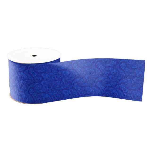 Lazo De Tela Gruesa Blue Paisley (Carrete)