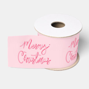 Lazo De Tela Gruesa Blush Merry Christmas Script
