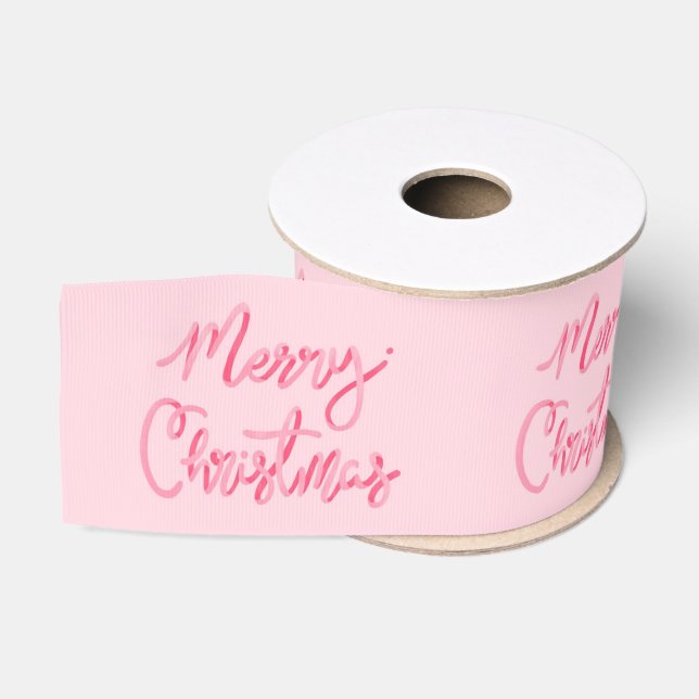 Lazo De Tela Gruesa Blush Merry Christmas Script (Carrete)