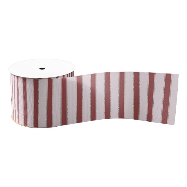 Lazo De Tela Gruesa Blush Pink Red Stripes Christmas (Carrete)