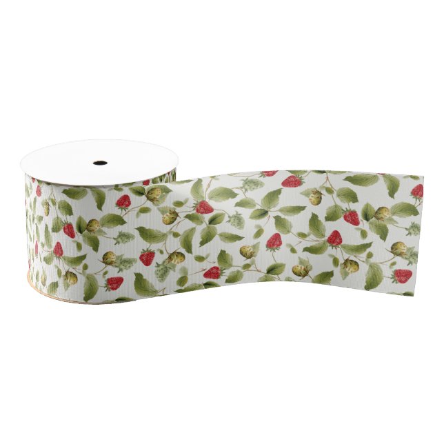 Lazo De Tela Gruesa Boda de flores de fresa silvestres de dulce rojo (Carrete)