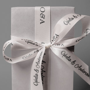 Lazo De Tela Gruesa Boda de Iniciales y Nombres de Guiones Escritos A 