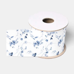 Lazo De Tela Gruesa Boda Floral de Arte Fino Azul Polvoriento