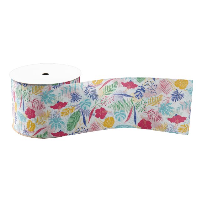 Lazo De Tela Gruesa Boda Selva Tropical Rosa Azul Marino (Carrete)